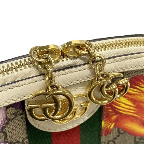 Auth GUCCI Ophidia GG Flora Small Shoulder Bag Beige White Multi PVC 1053-11724 - Picture 11 of 14
